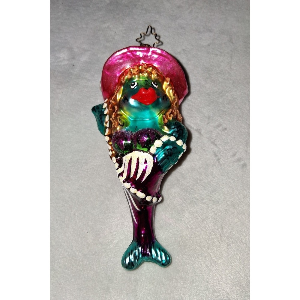 Christopher Radko Lady Fish Glass Christmas Ornament 4.5" Vintage Figural